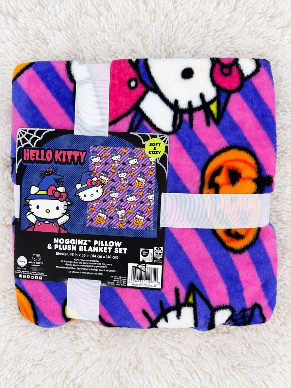Hello Kitty Halloween Witch Nogginz Pillow & Plush Blanket Set NWT - Picture 4 of 5